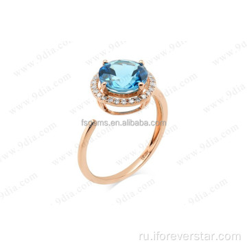 Blue Topaz 14k 2 грамм Золотое кольцо Дизайн